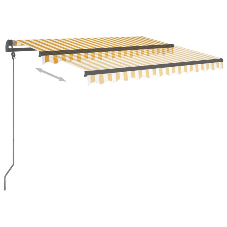 Copertină retractabilă automat cu stâlpi, galben&alb 3,5x2,5 m - 3 | YEO