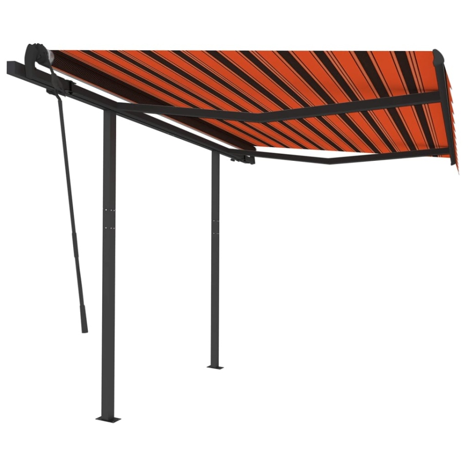 Copertină retractabilă automat, stâlpi, portocaliu&maro 3x2,5 m - 1 | YEO