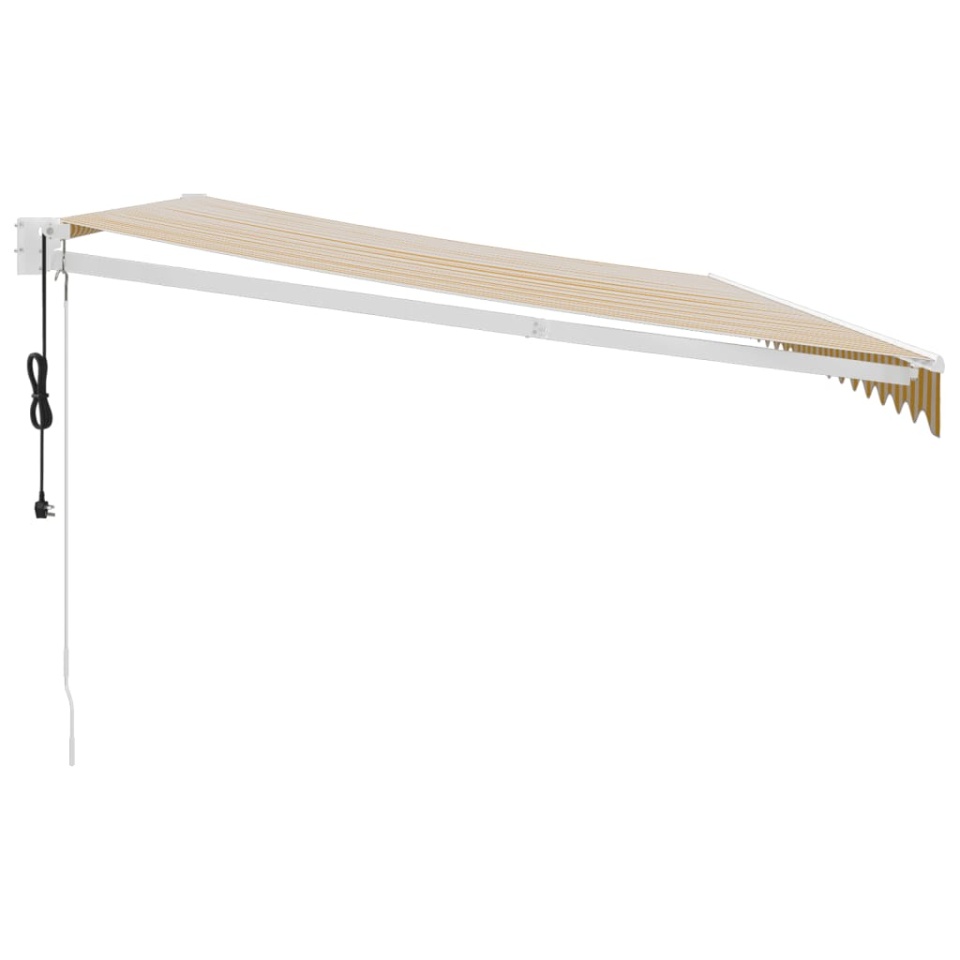 Copertină retractabilă automată, galben și alb, 5x3 m - 3 | YEO