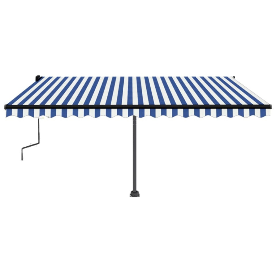 Copertină retractabilă manual cu LED, albastru&alb, 450x350 cm - 2 | YEO
