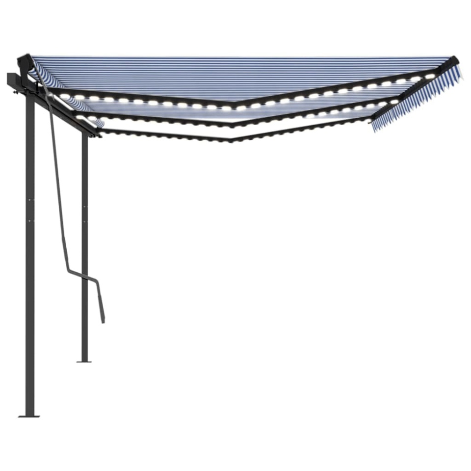 Copertină retractabilă manual cu LED, albastru & alb, 6x3 m - 1 | YEO