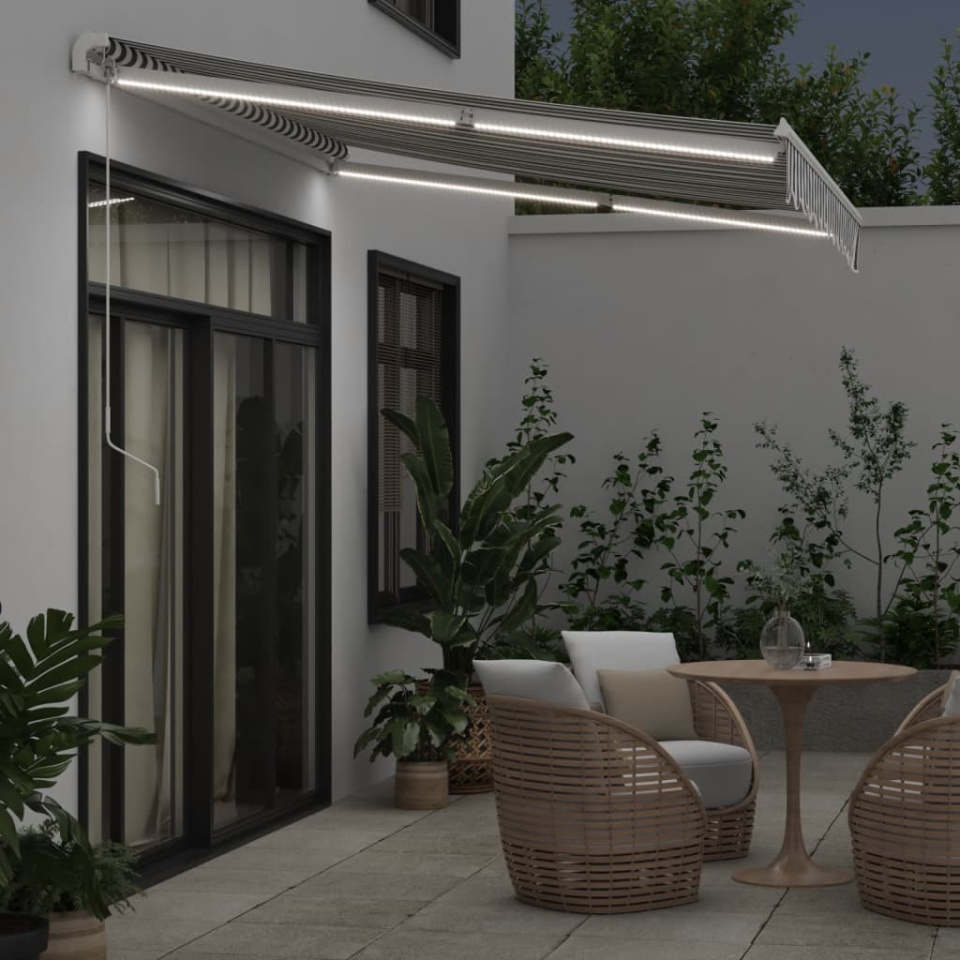Copertină retractabilă manual cu LED, antracit/alb, 300x250 cm - 2 | YEO