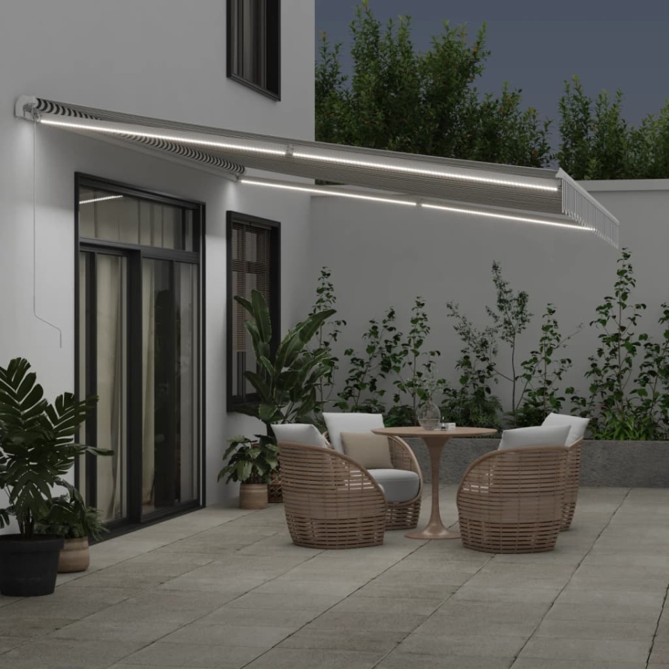 Copertină retractabilă manual cu LED, antracit/alb, 500x300 cm - 2 | YEO