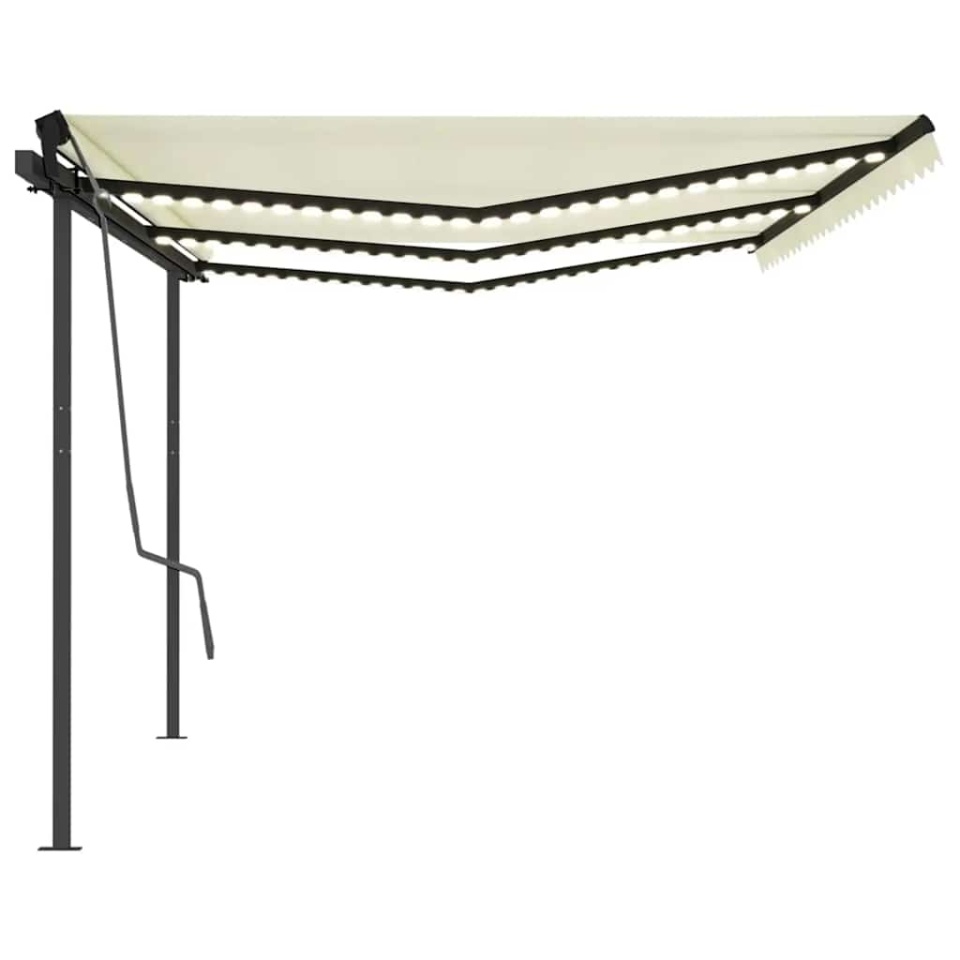 Copertină retractabilă manual cu LED, crem, 6x3 m - 1 | YEO