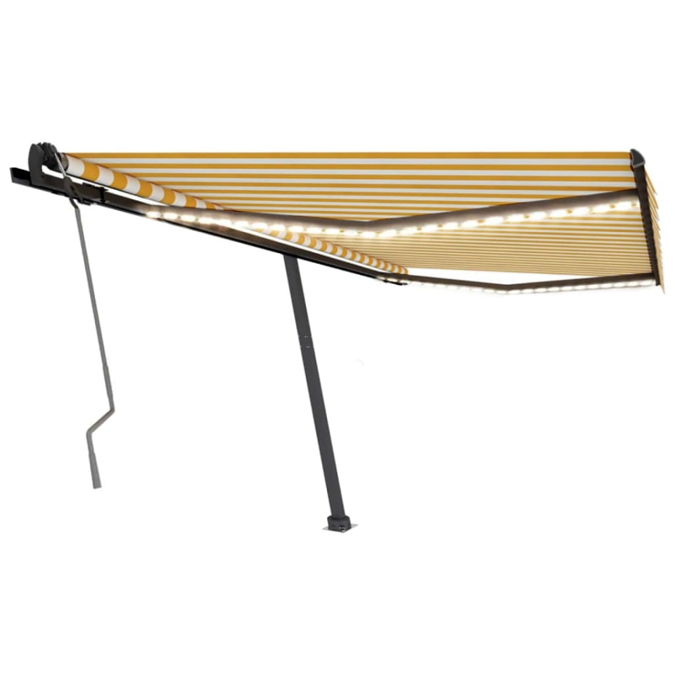 Copertină retractabilă manual cu LED, galben și alb, 400x350 cm - 1 | YEO