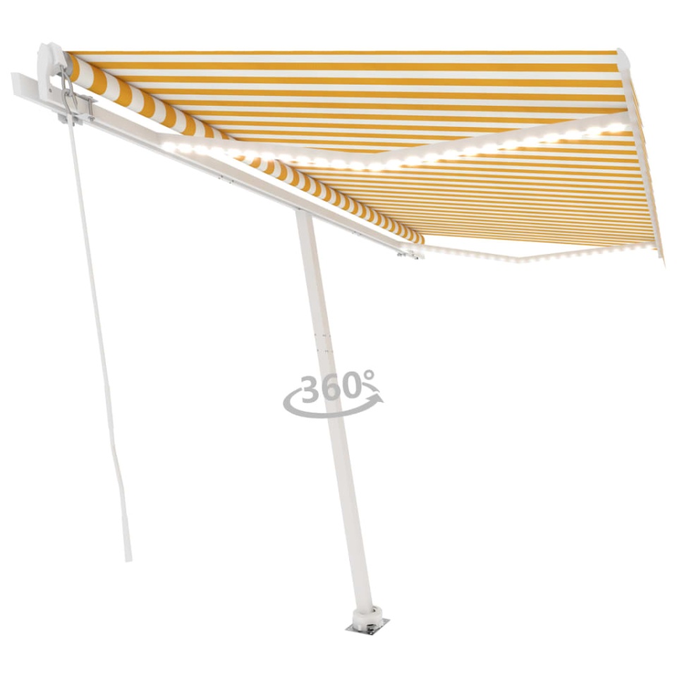 Copertină retractabilă manual cu LED, galben și alb, 450x300 cm - 2 | YEO