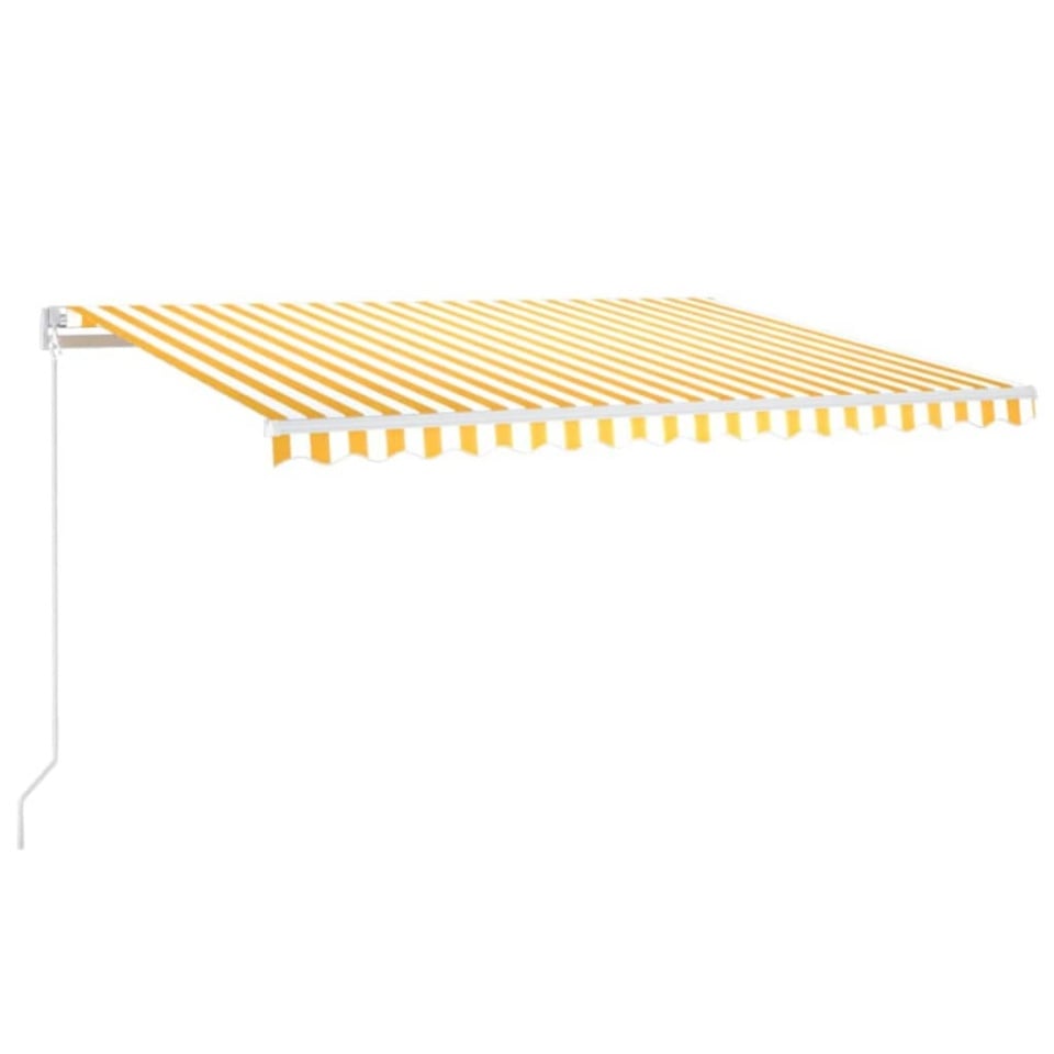 Copertină retractabilă manual cu LED, galben și alb, 450x300 cm - 1 | YEO