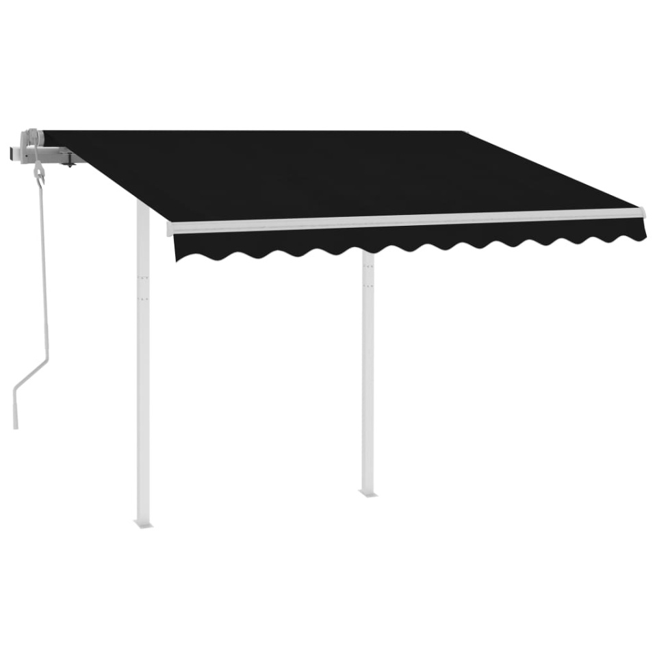 Copertină retractabilă manual cu stâlpi, antracit, 3x2,5 m - 1 | YEO