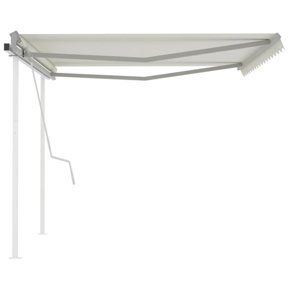 Copertină retractabilă manual, cu stâlpi, crem, 4x3 m - 3 | YEO
