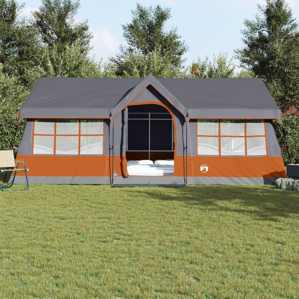 Cort camping cu feronerie Gri și Portocaliu 12-Persoane Impermeabil - 3 | YEO