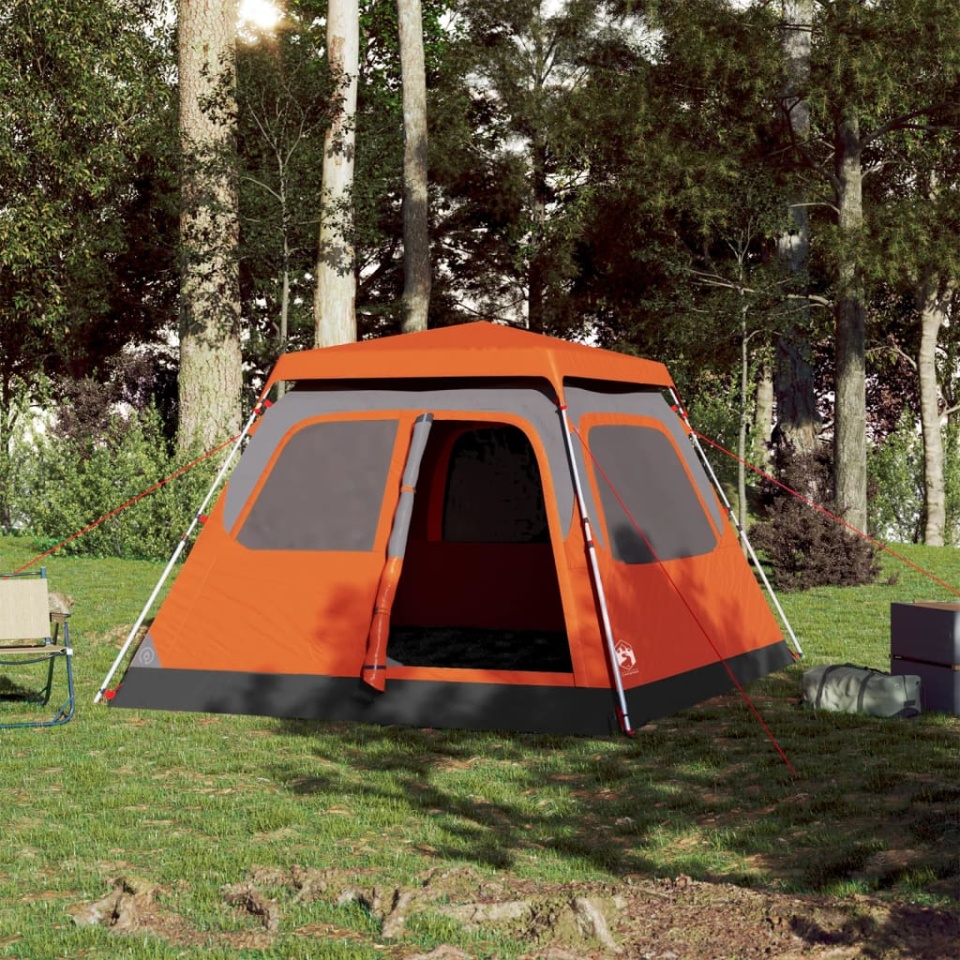 Cort camping cupolă 4 persoane, gri/portocaliu, setare rapidă - 2 | YEO