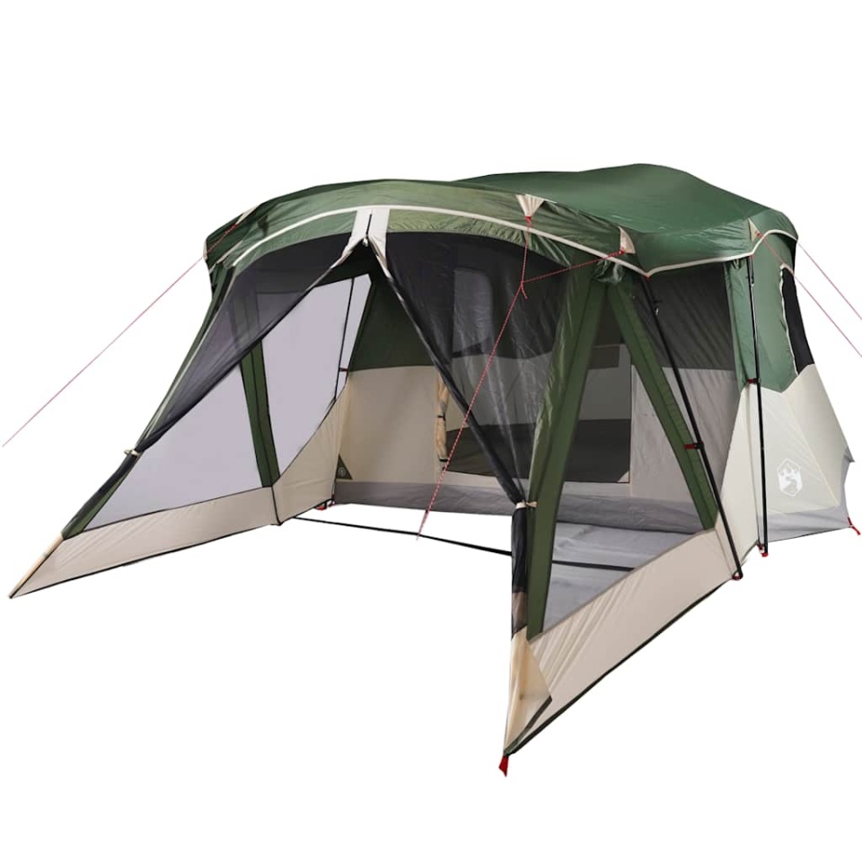 Cort de camping cu verandă 4 persoane, verde, impermeabil - 3 | YEO