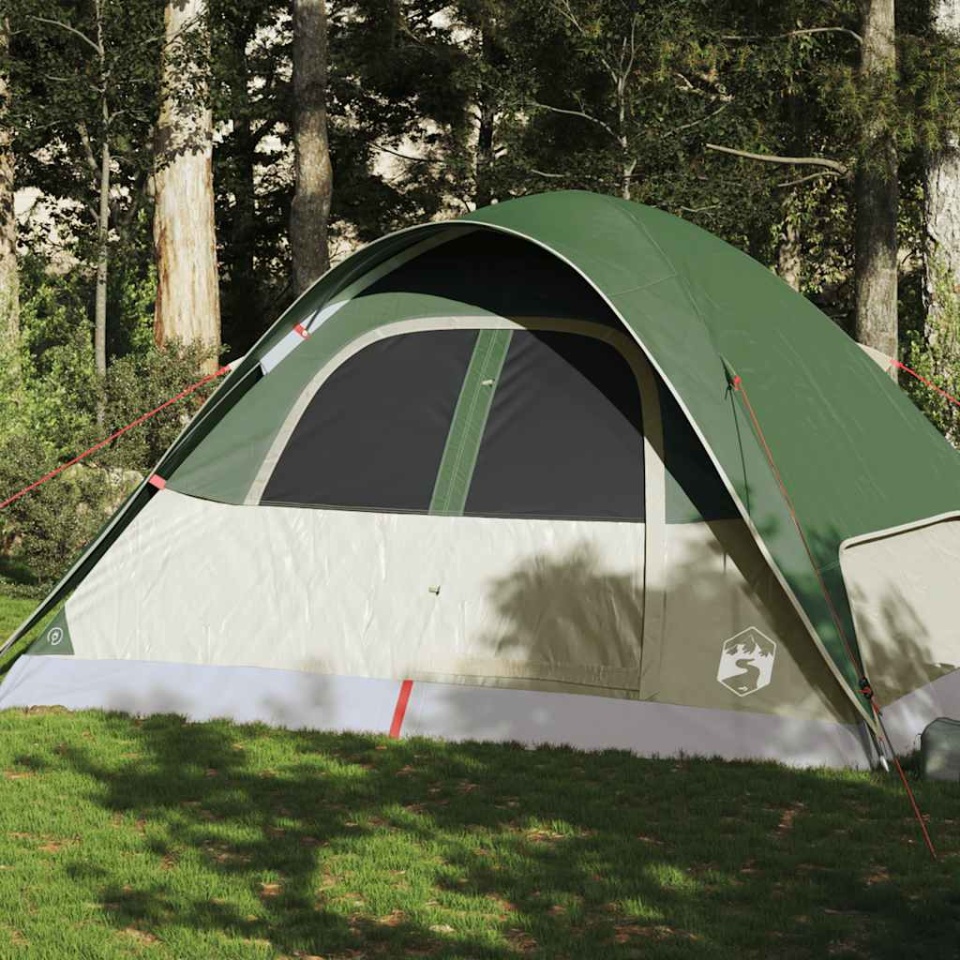 Cort de camping cupolă pentru 6 persoane, verde, impermeabil