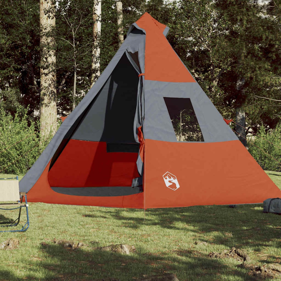 Cort de camping tipi pentru 7 persoane, portocaliu, impermeabil - 2 | YEO