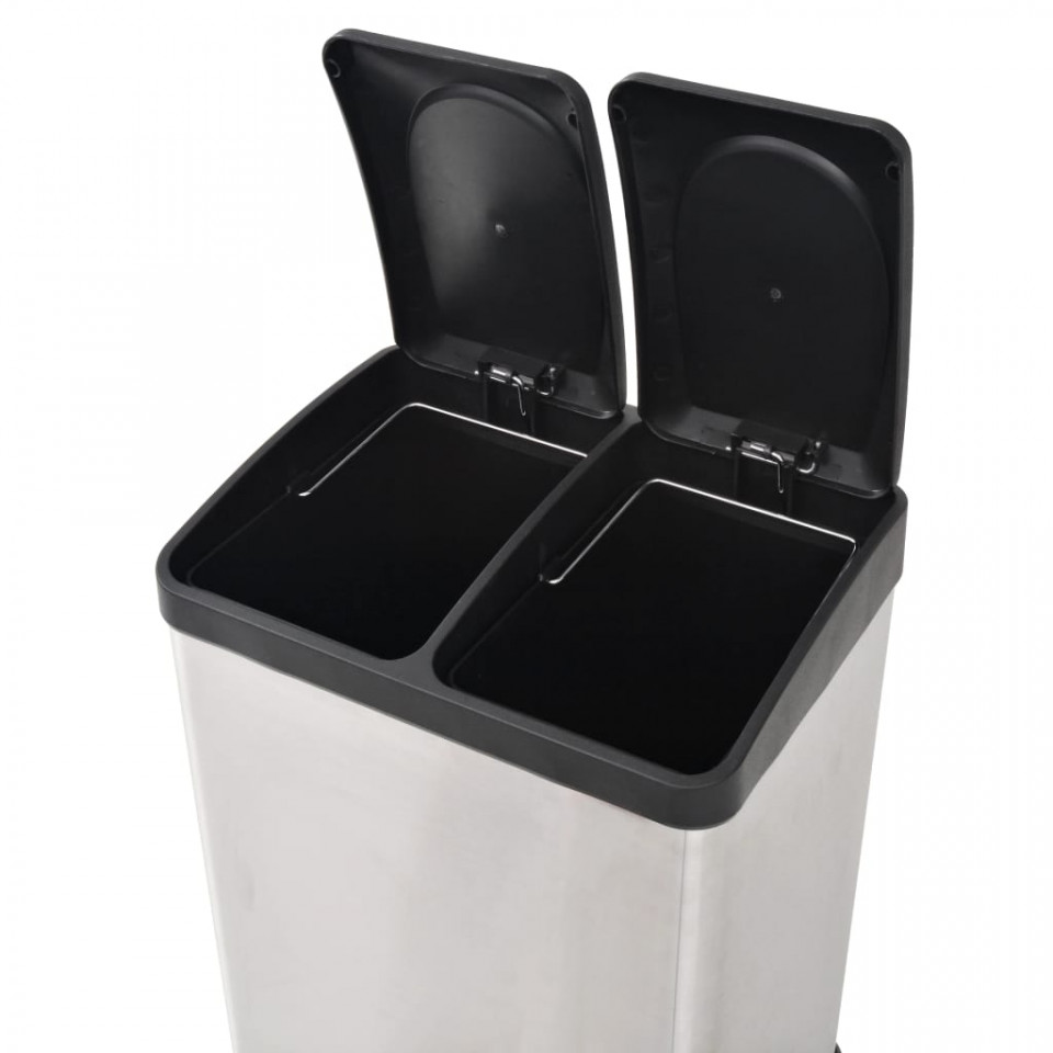 Coș gunoi cu pedale pentru reciclare, oțel inoxidabil, 36 L - 3 | YEO