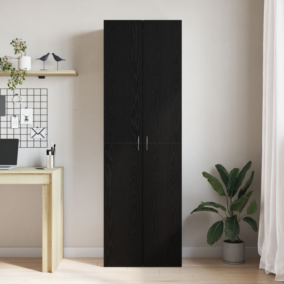 Credență birou Negru Stejar 60x32x190 cm Lemn prelucrat - 3 | YEO