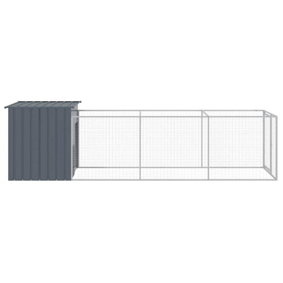 Cușcă câine cu țarc antracit 110x405x110 cm oțel galvanizat - 3 | YEO