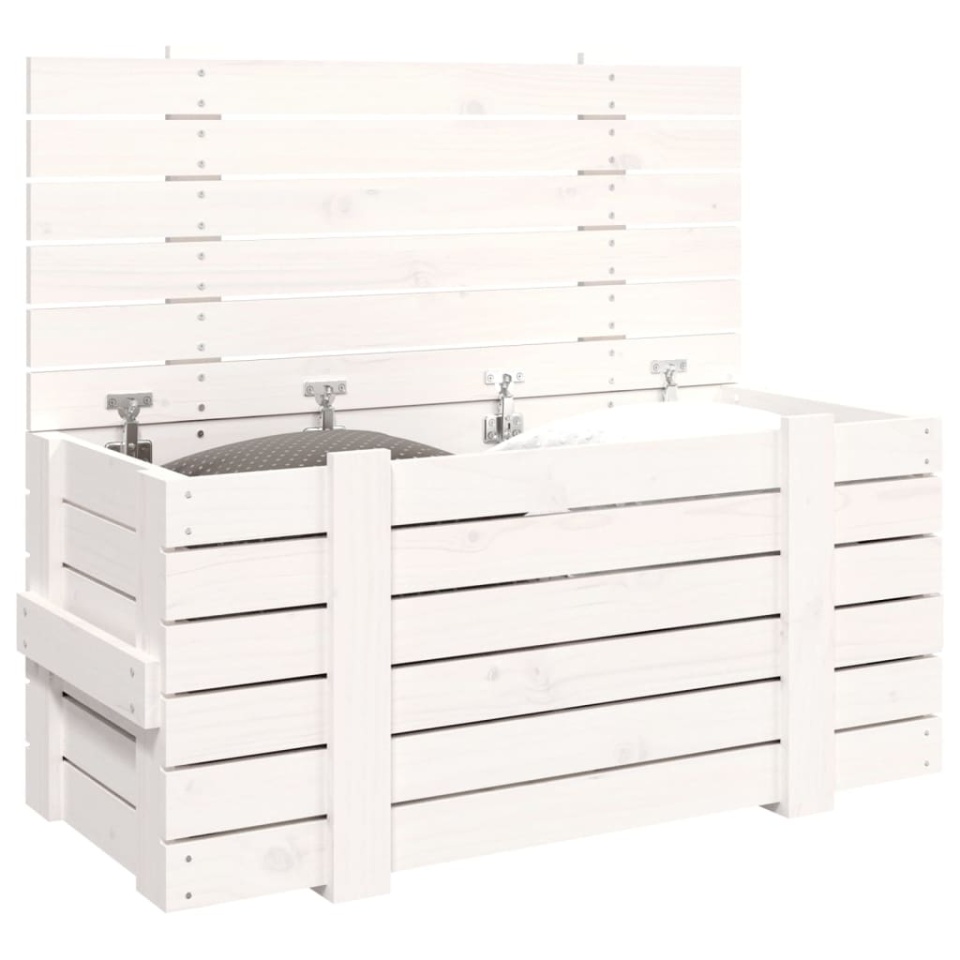 Cutie de depozitare, alb, 91x40,5x42 cm, lemn masiv de pin - 3 | YEO