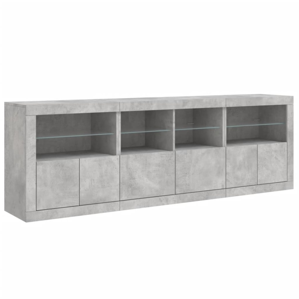 Dulap cu lumini LED, gri beton, 202x37x67 cm - 4 | YEO