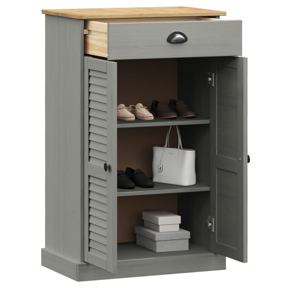Dulap de pantofi VIGO, gri, 60x35x96 cm, lemn masiv de pin - 2 | YEO