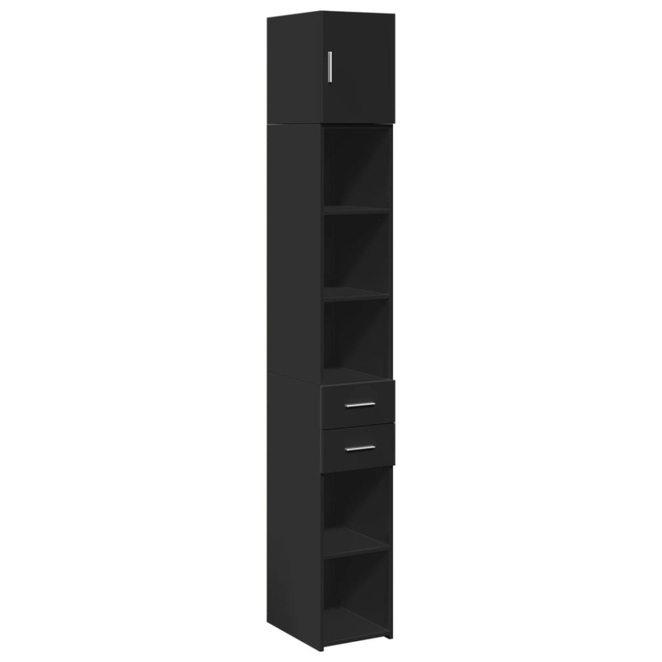 Dulap depozitare slim negru 30x42,5x225 cm lemn prelucrat - 1 | YEO