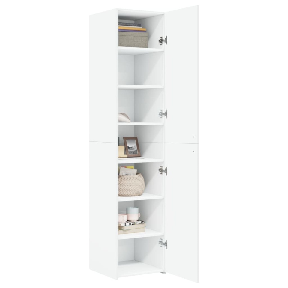 Dulap înalt, alb, 40x42,5x185 cm, lemn prelucrat - 2 | YEO