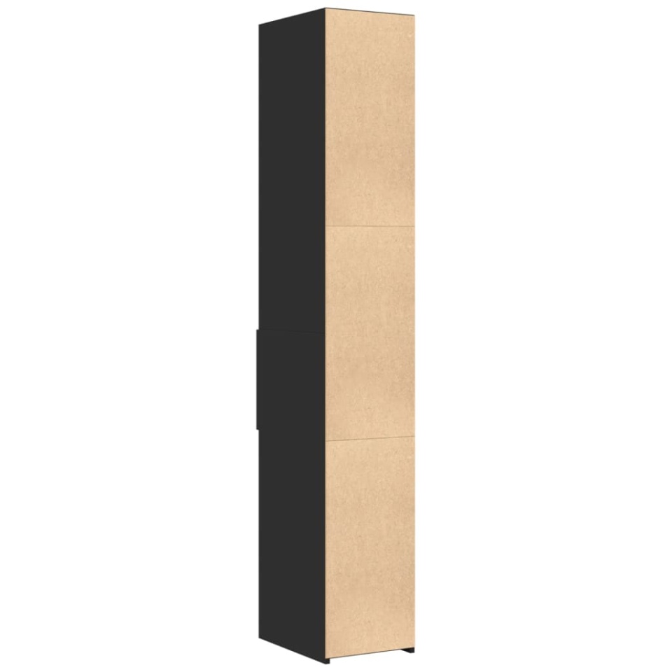 Dulap înalt, negru, 30x42,5x185 cm, lemn prelucrat - 4 | YEO