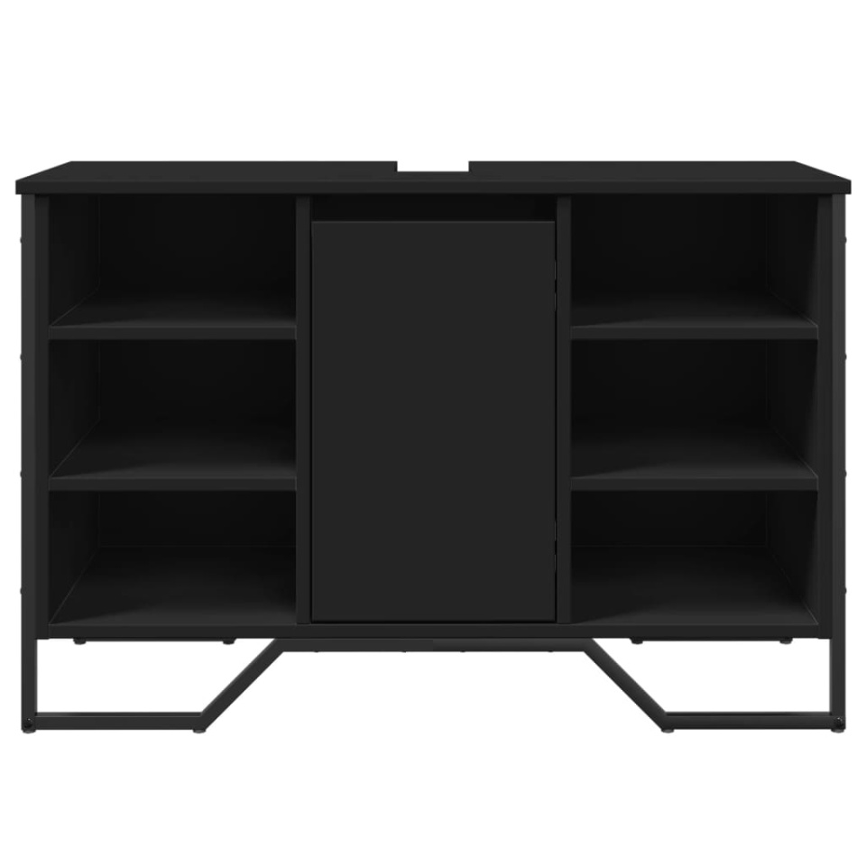 Dulap pentru chiuvetă baie, negru, 91x35x60 cm, lemn prelucrat - 3 | YEO