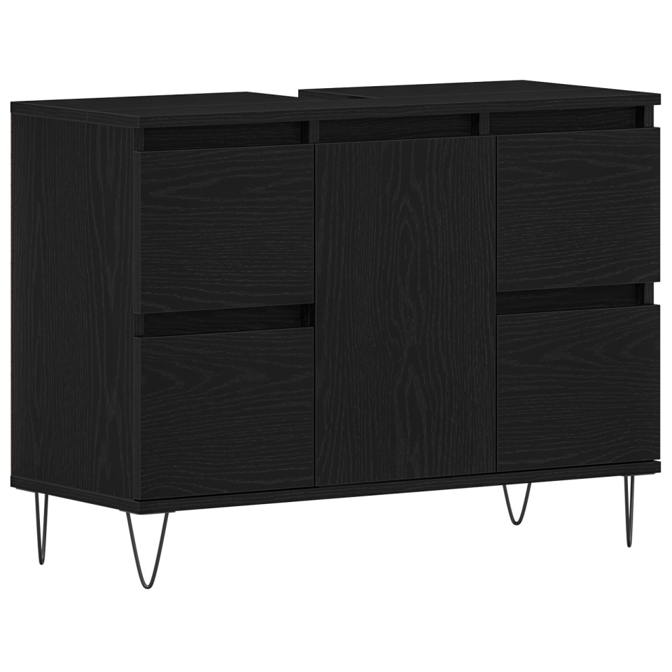 Dulap pentru chiuvetă de baie Negru Stejar 80x33x60 cm Lemn prelucrat - 1 | YEO