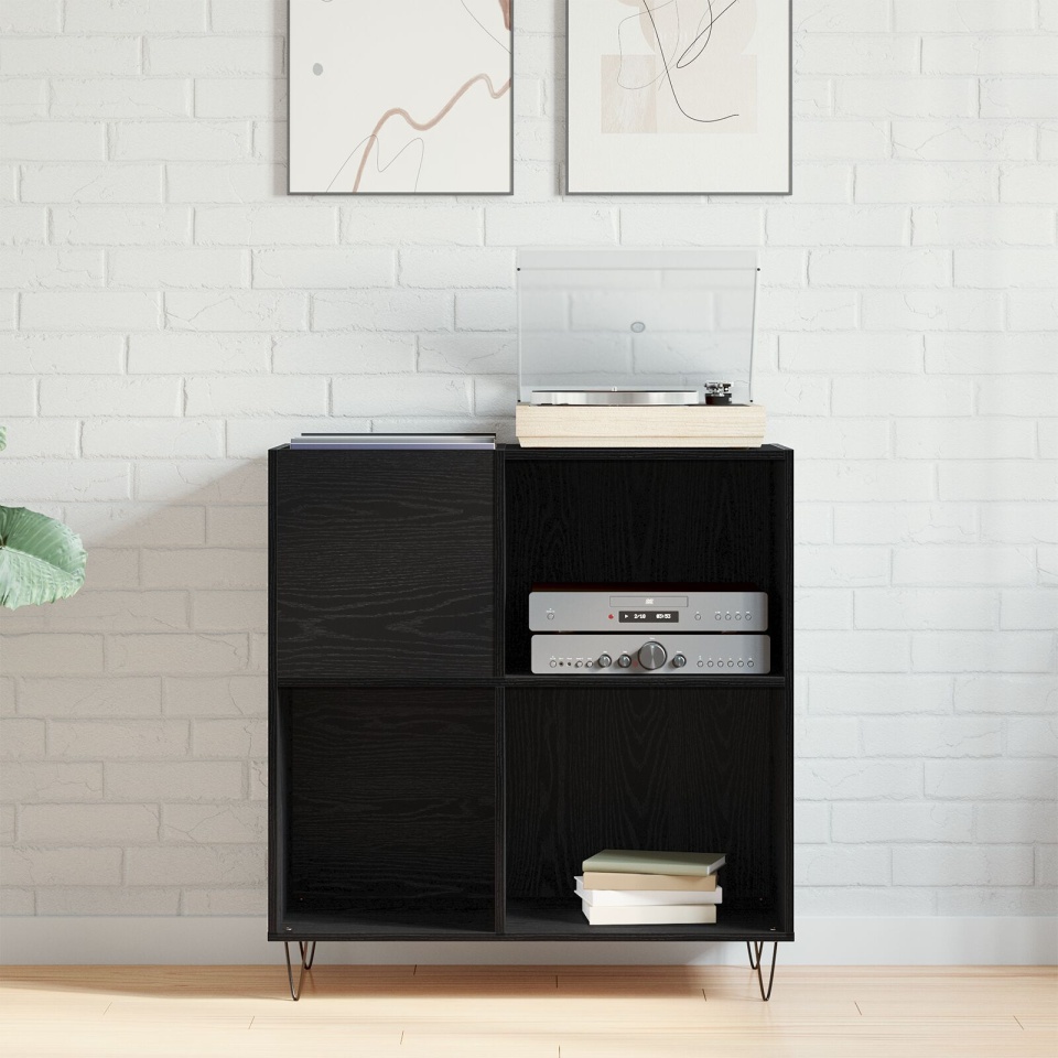 Dulap pentru discuri, stejar negru 84,5x38x90 cm lemn prelucrat - 2 | YEO