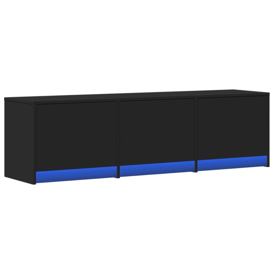 Dulap TV cu LED, negru, 140x34x40 cm, lemn prelucrat - 2 | YEO