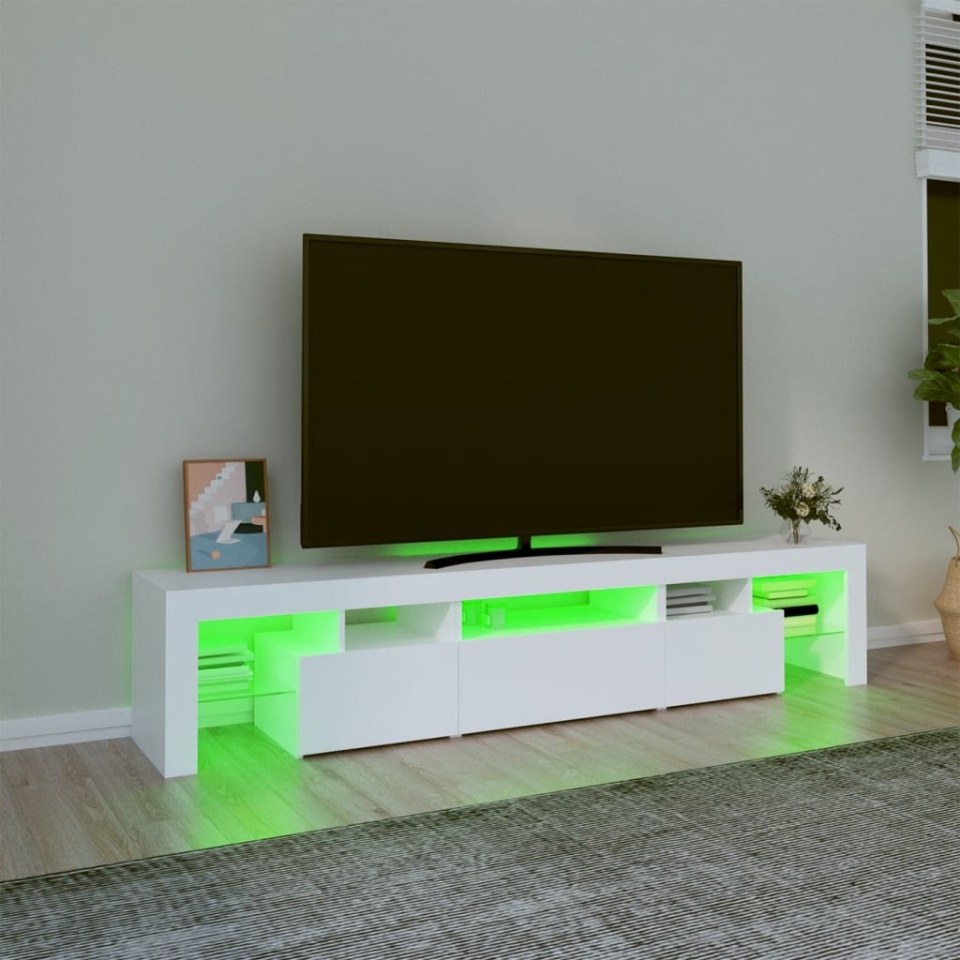 Dulap TV cu lumini LED alb 200x36,5x40 cm - 3 | YEO