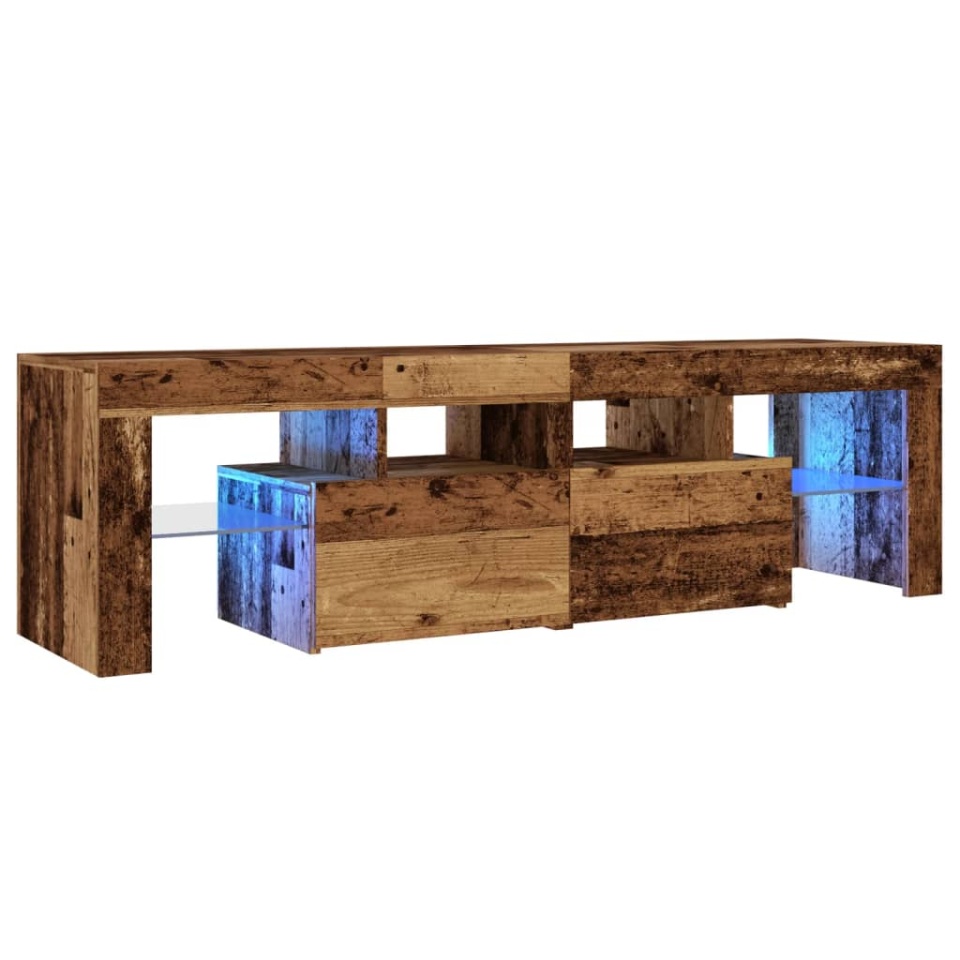 Dulap TV cu lumini LED lemn vechi 140x36,5x40 cm lemn prelucrat - 2 | YEO