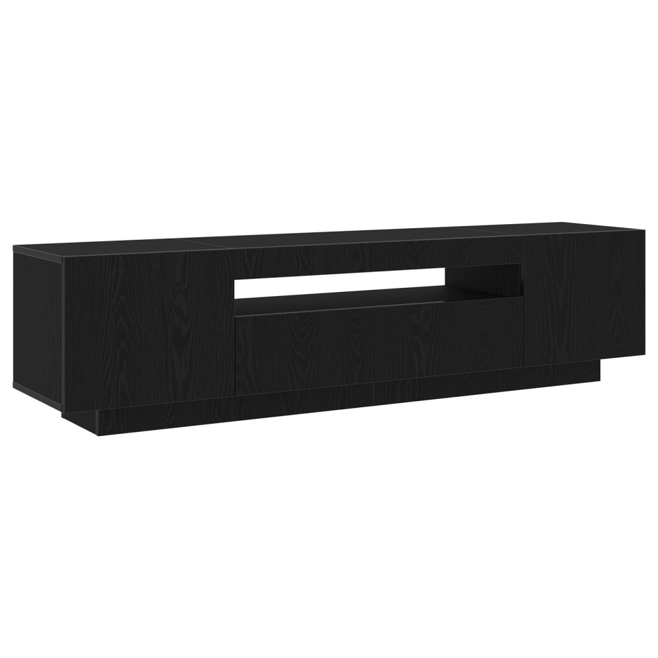 Dulap TV cu lumini LED Negru și Stejar 160x35x40 cm din Lemn - 1 | YEO