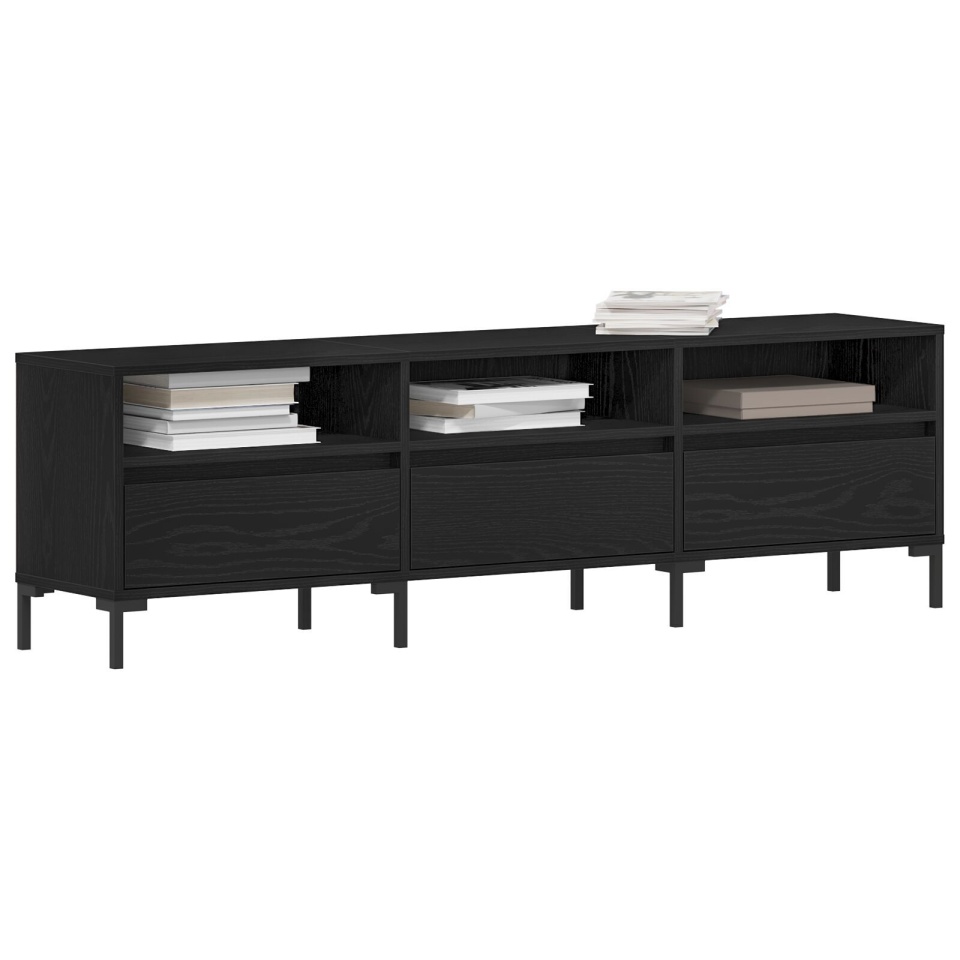Dulap TV, stejar negru, 150x30x44,5 cm, lemn prelucrat - 2 | YEO