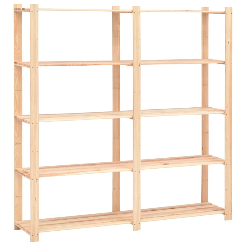 Etajere cu 5 rafturi, 2 buc, 170x38x170 cm, lemn de pin, 500 kg - 2 | YEO