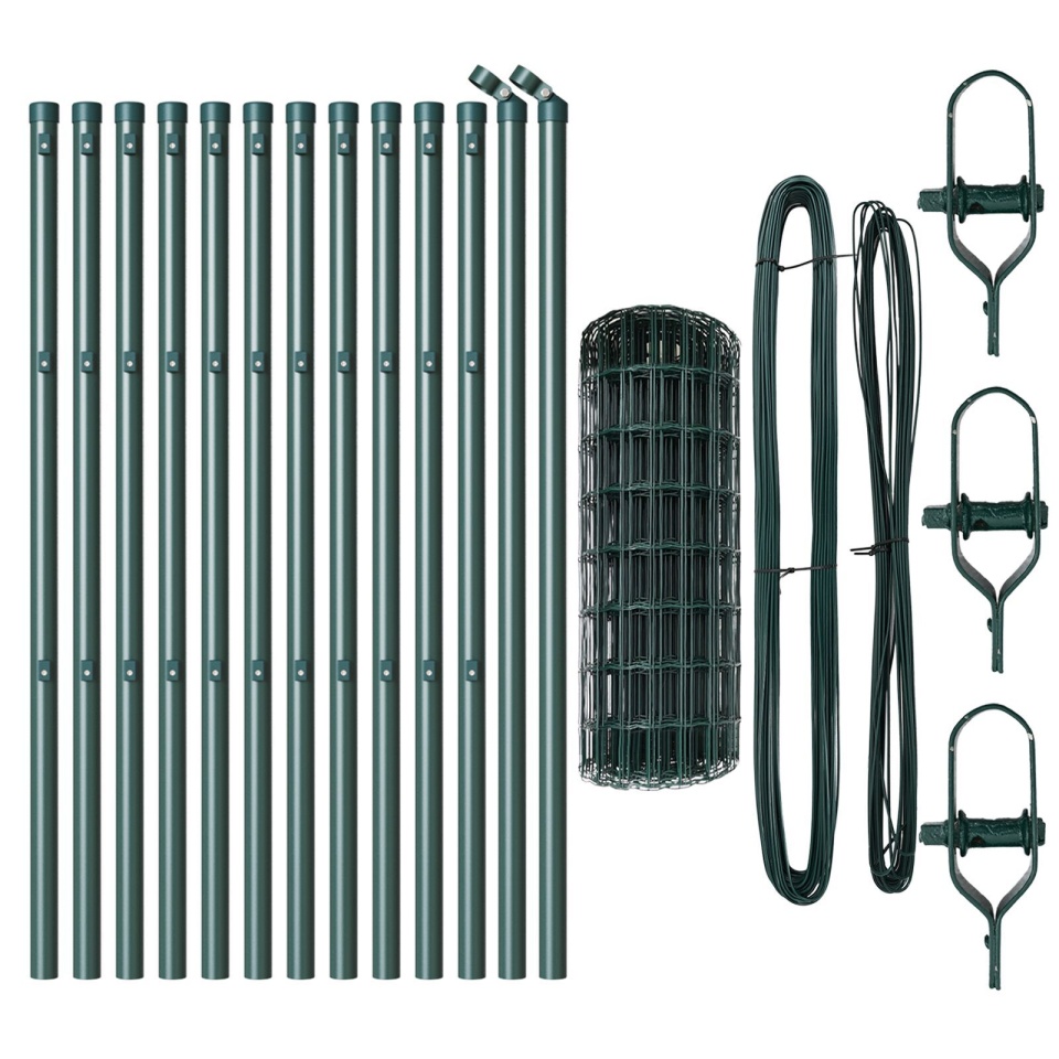 Euro Fence cu 13 stâlpi 0.6x25 m Oțel galvanizat Verde - 1 | YEO