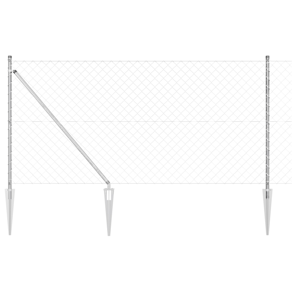 Fencing cu lanț cu 7 stâlpi în vârf 1.4x10 m Oțel galvanizat - 1 | YEO
