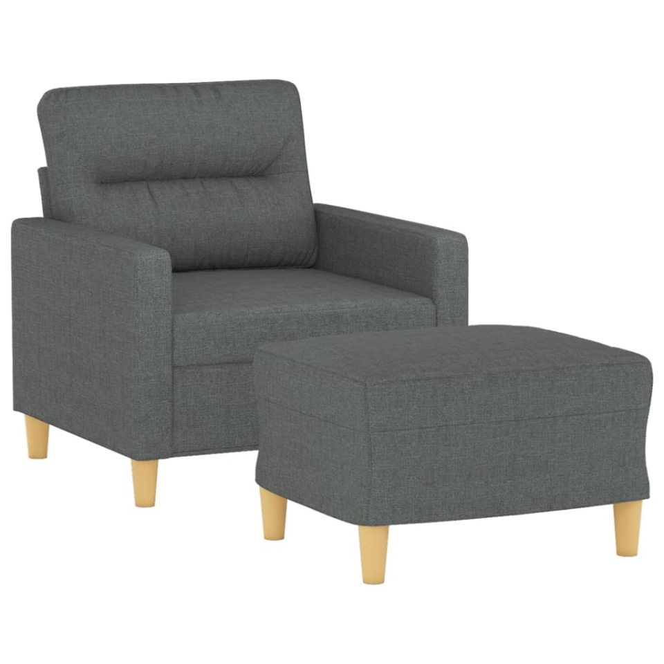Fotoliu canapea cu taburet, gri închis, 60 cm, textil - 2 | YEO