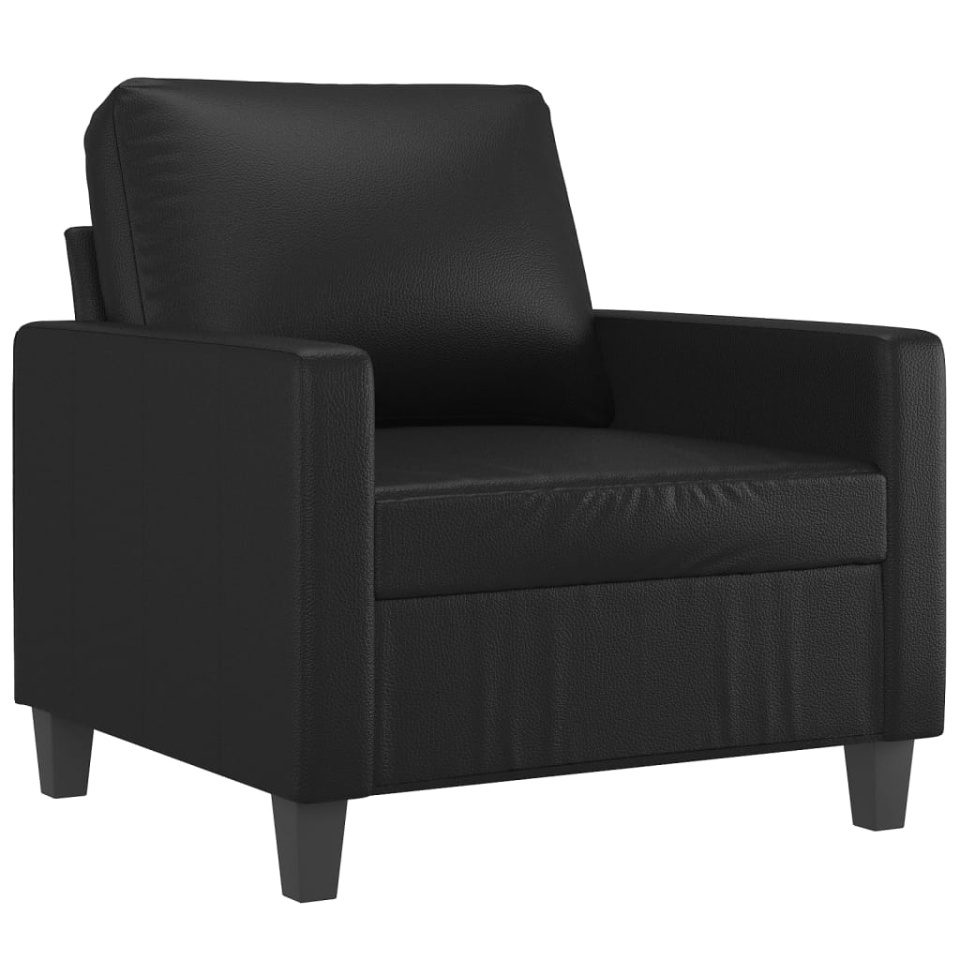 Fotoliu canapea cu taburet, negru, 60 cm, piele ecologică - 3 | YEO