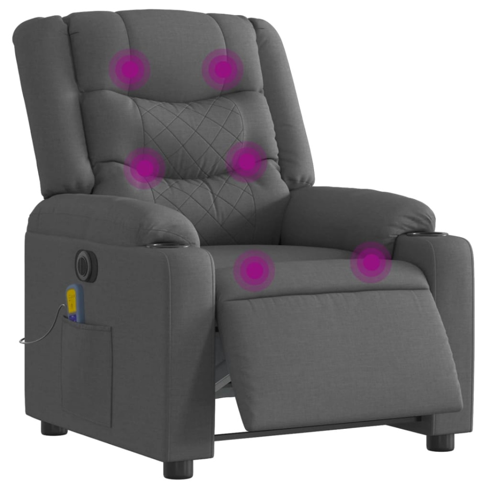 Fotoliu electric de masaj rabatabil, gri închis, textil - 2 | YEO
