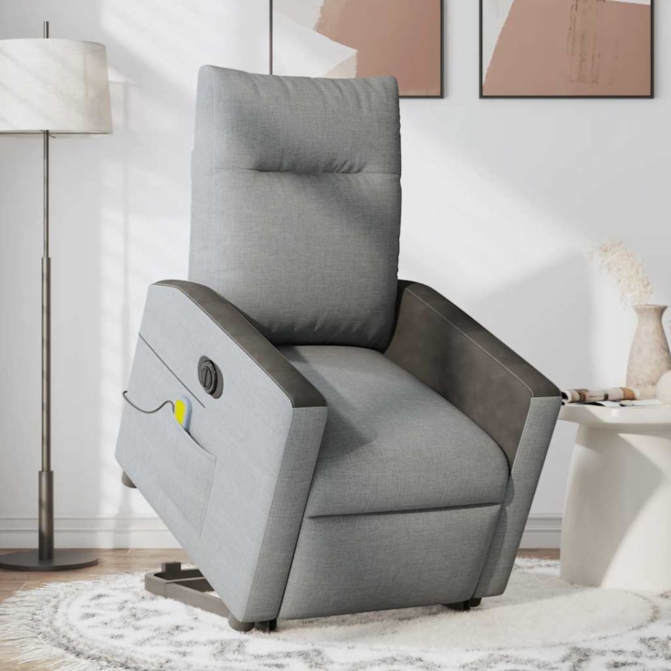 Fotoliu electric masaj rabatabil cu ridicare, gri închis textil - 2 | YEO
