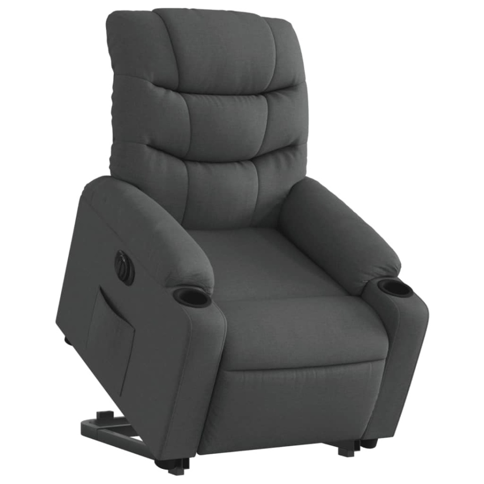 Fotoliu electric rabatabil cu ridicare, gri închis, textil - 2 | YEO