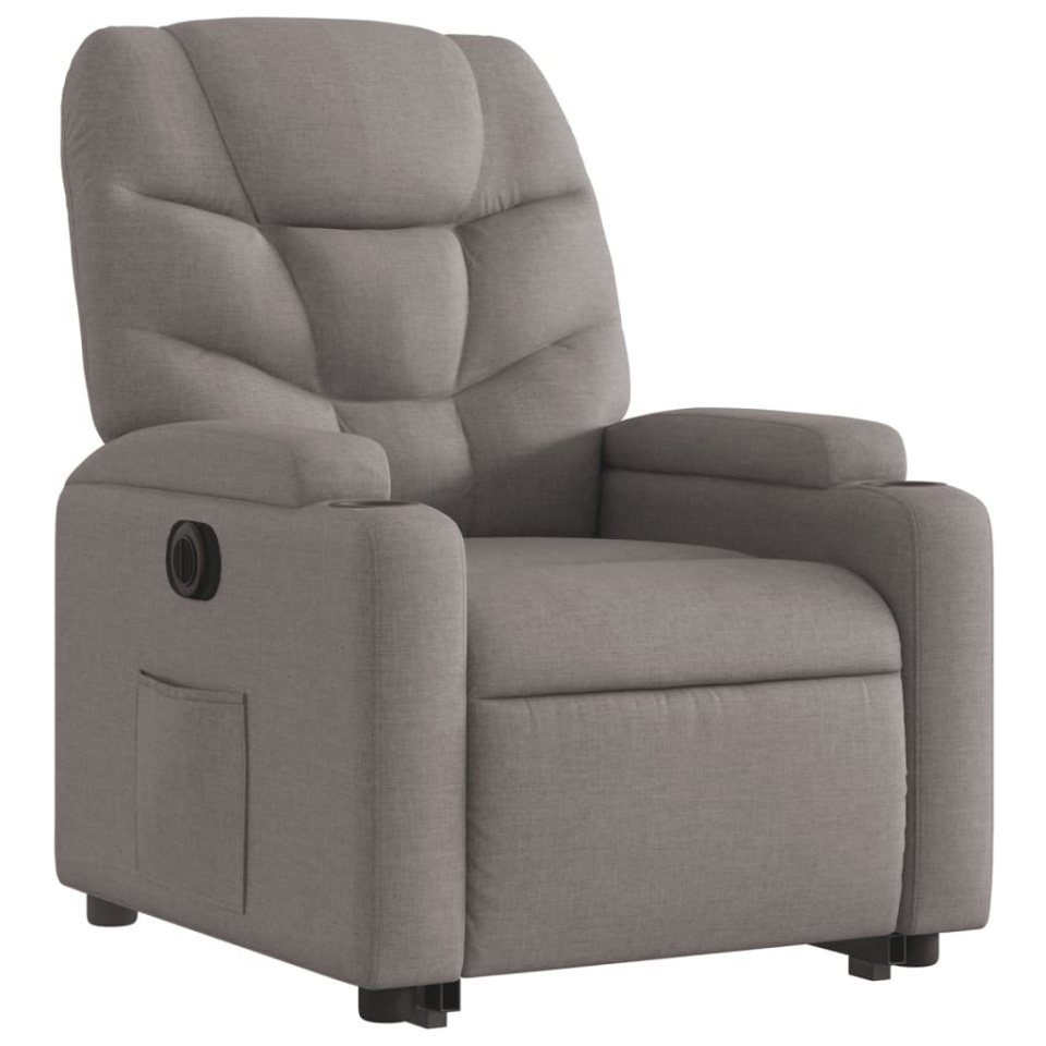 Fotoliu electric rabatabil cu ridicare, gri taupe, textil - 3 | YEO