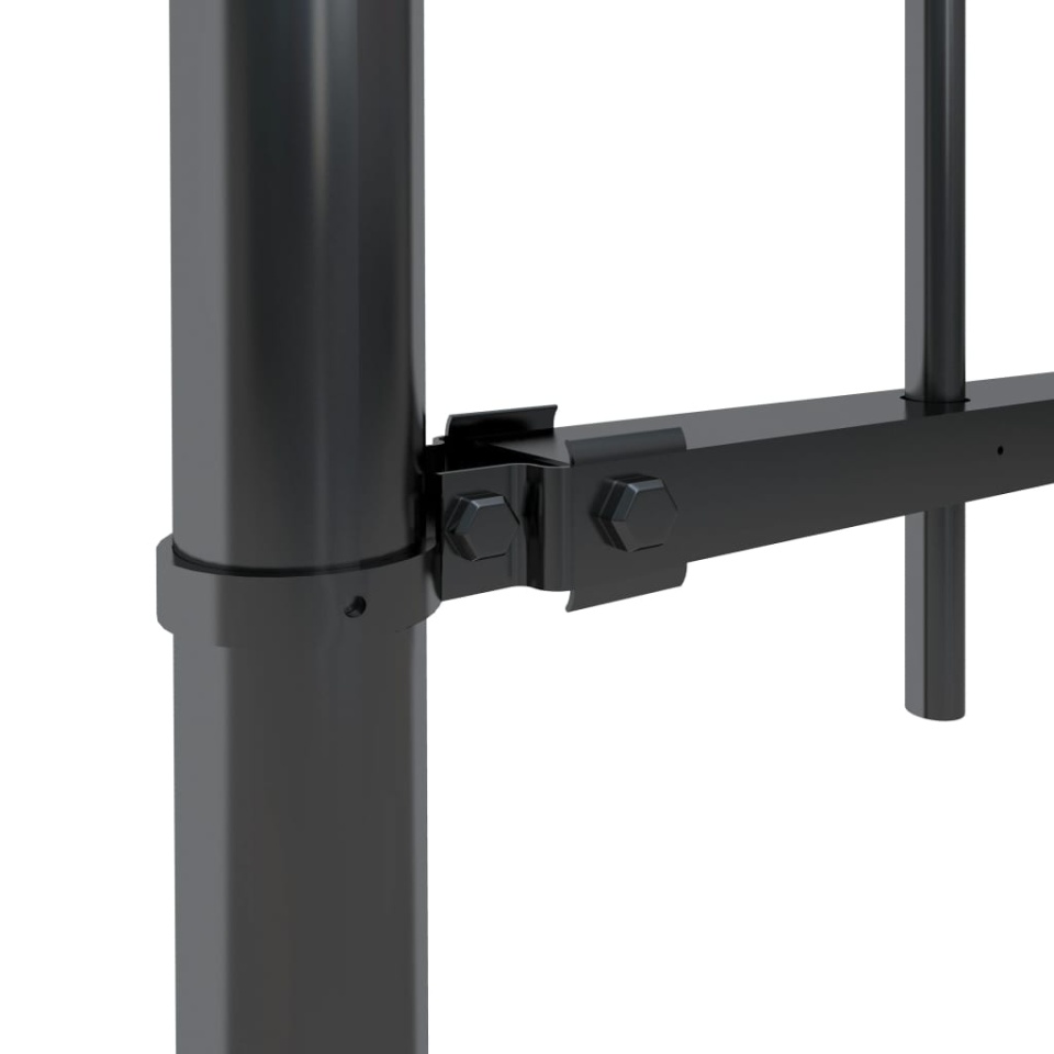 Gard de grădină cu vârf curbat, negru, 15,3 m, oțel - 3 | YEO