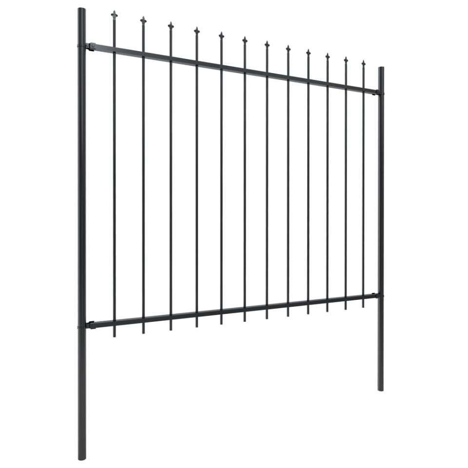 Gard de grădină cu vârf suliță, negru, 11,9 m, oțel - 1 | YEO