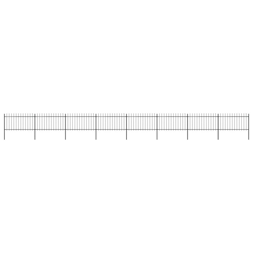 Gard de grădină cu vârf suliță, negru, 13,6 m, oțel