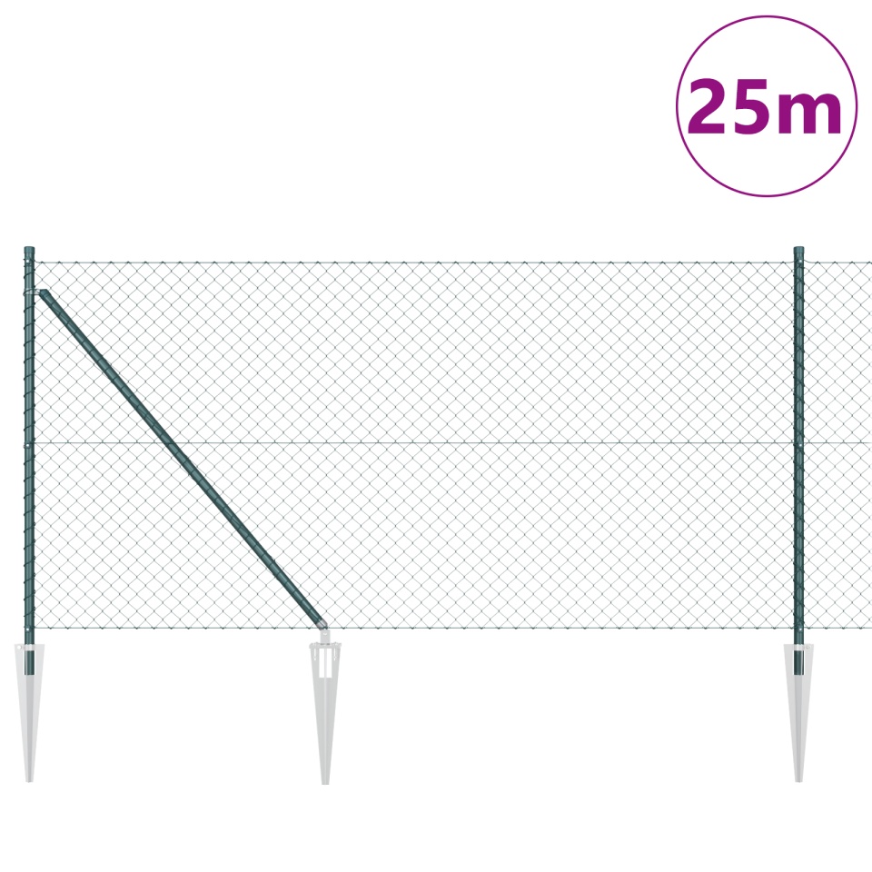 Gard din plasă de lanț cu 13 știfturi 1x25 m Oțel galvanizat - 2 | YEO