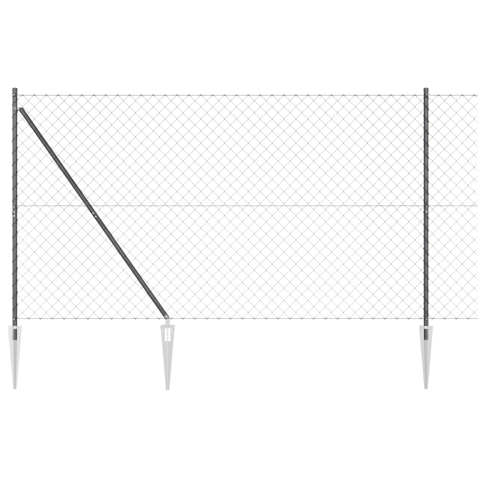 Gard din plasă de lanț cu 7 posturi și vârf 1.5x10 m Oțel galvanizat - 1 | YEO