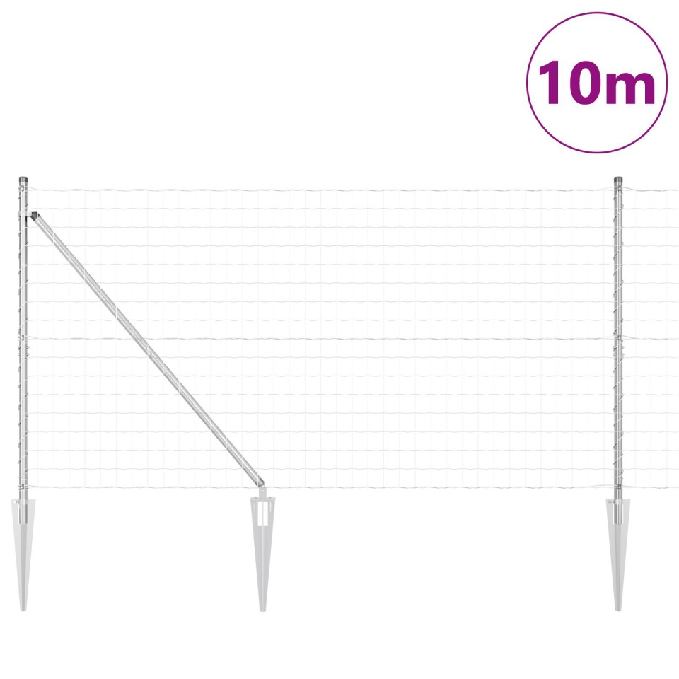 Gard Euro cu 7 posturi cu vârf 1.4x10 m Oțel galvanizat - 2 | YEO